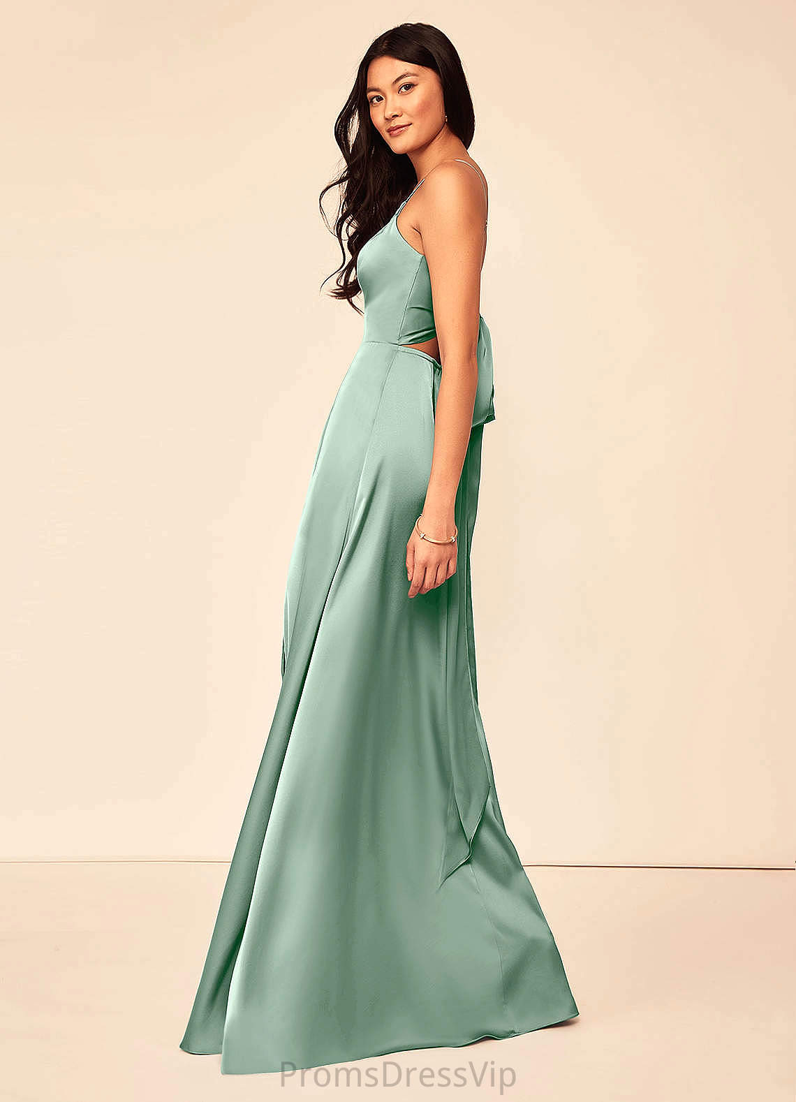 Grace V-Neck Floor Length Short Sleeves A-Line/Princess Natural Waist Bridesmaid Dresses