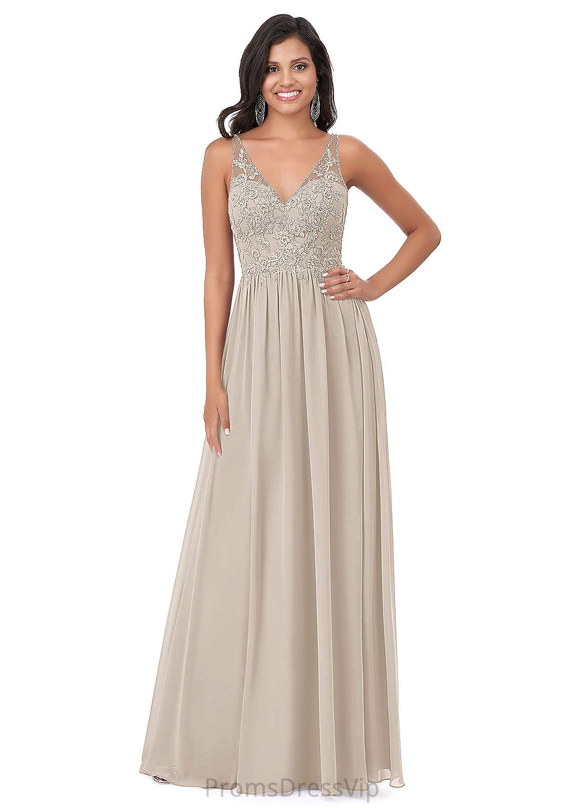 Hannah A-Line/Princess Sleeveless Floor Length Natural Waist Spaghetti Staps Bridesmaid Dresses