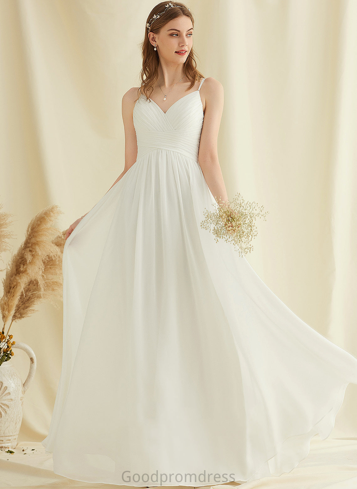 Chiffon Dress Wedding Wedding Dresses V-neck Shyann Floor-Length A-Line