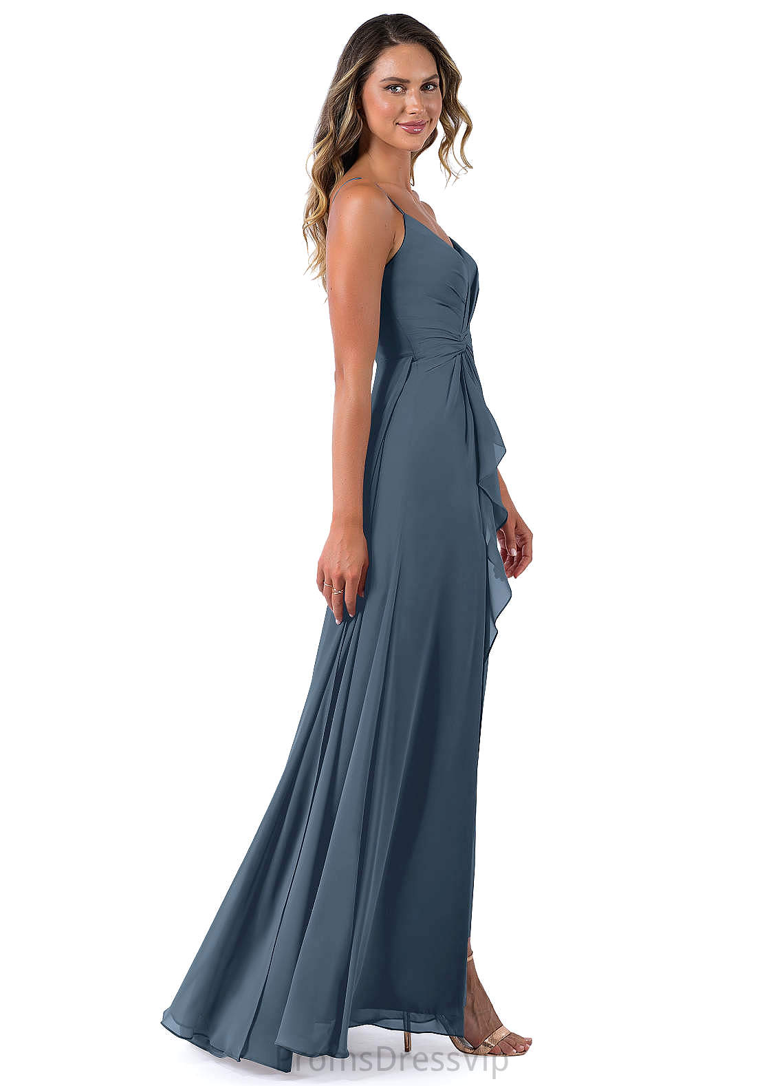 Rebecca A-Line/Princess Floor Length V-Neck Short Sleeves Natural Waist Bridesmaid Dresses