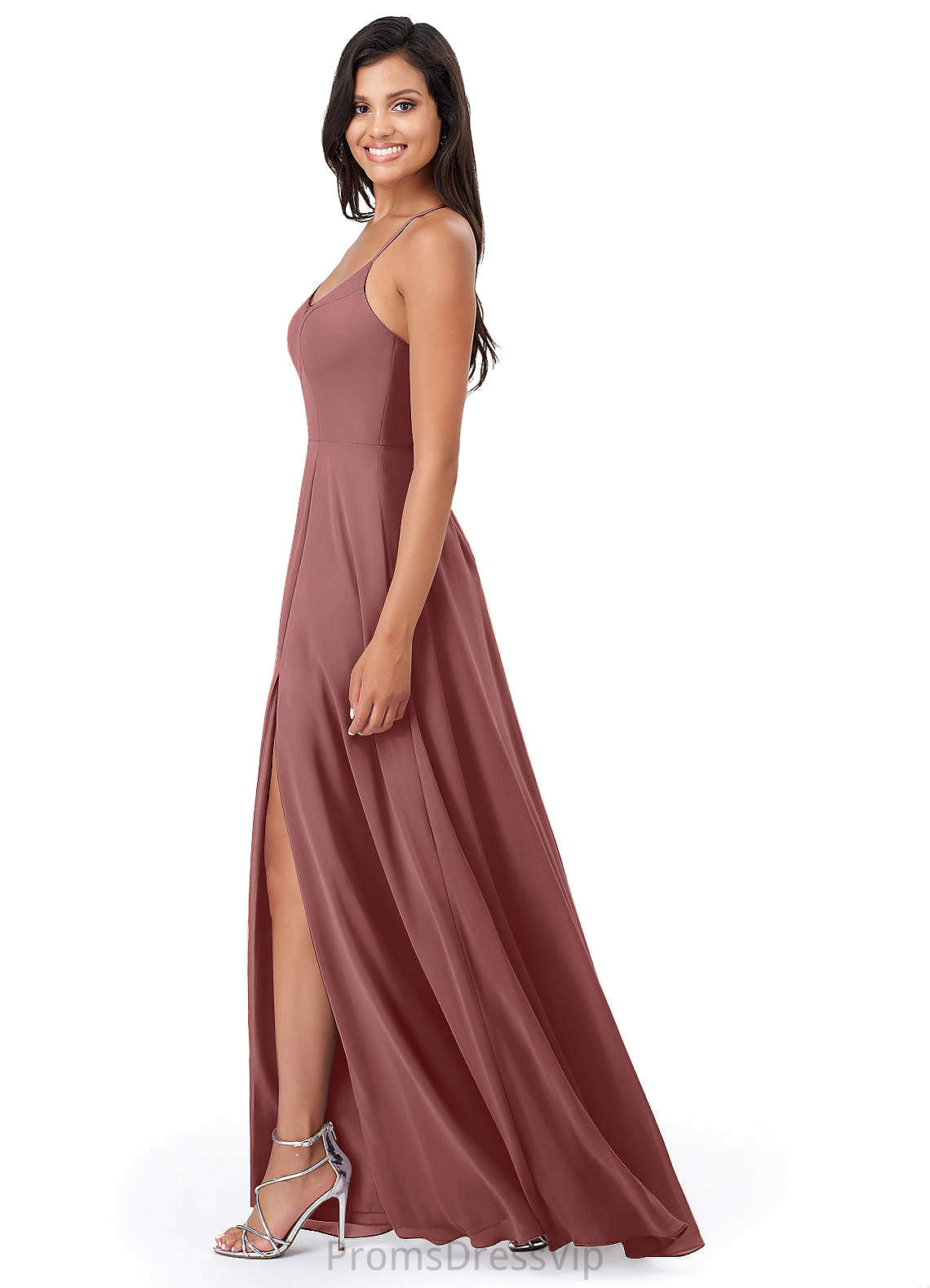Evelin V-Neck Natural Waist Sleeveless A-Line/Princess Floor Length Bridesmaid Dresses