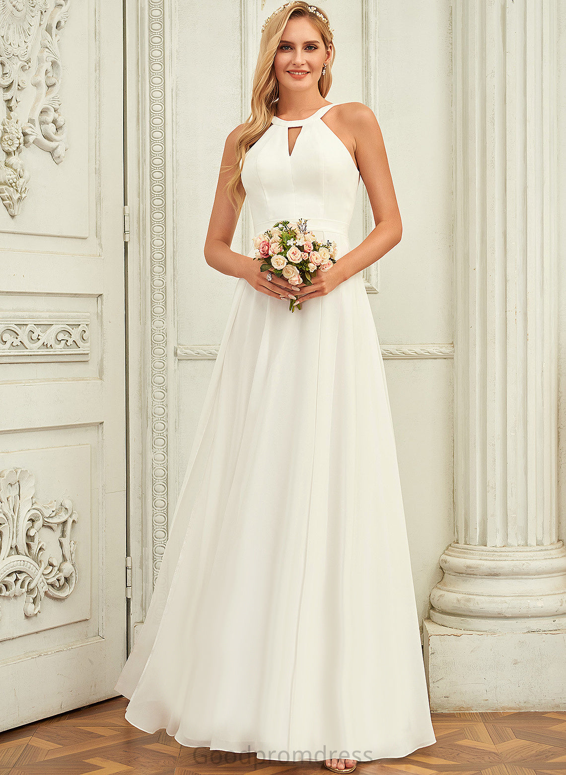 Dress Wedding Dresses A-Line Chiffon Floor-Length Ayla Wedding Scoop