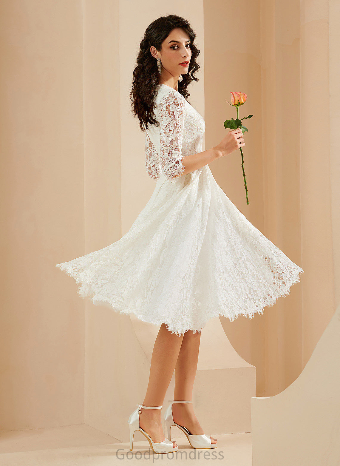 Dress Peggie Knee-Length Scoop Wedding A-Line Lace Wedding Dresses