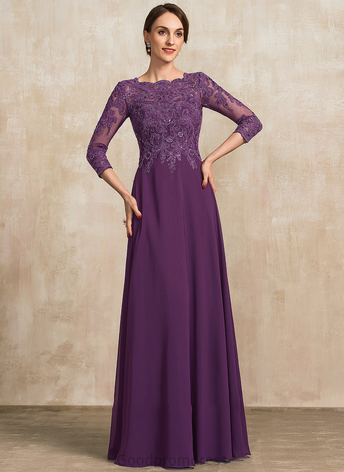 Bride Chiffon Sequins A-Line Mother of the Bride Dresses Lace Julianna With Mother Scoop the Floor-Length Dress of Neck