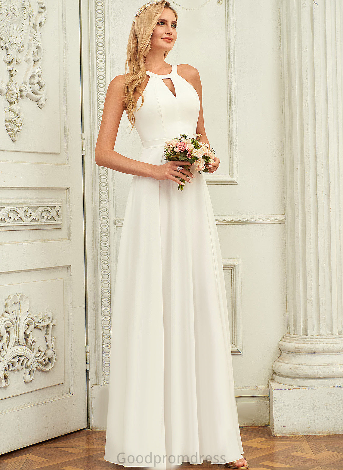 Dress Wedding Dresses A-Line Chiffon Floor-Length Ayla Wedding Scoop