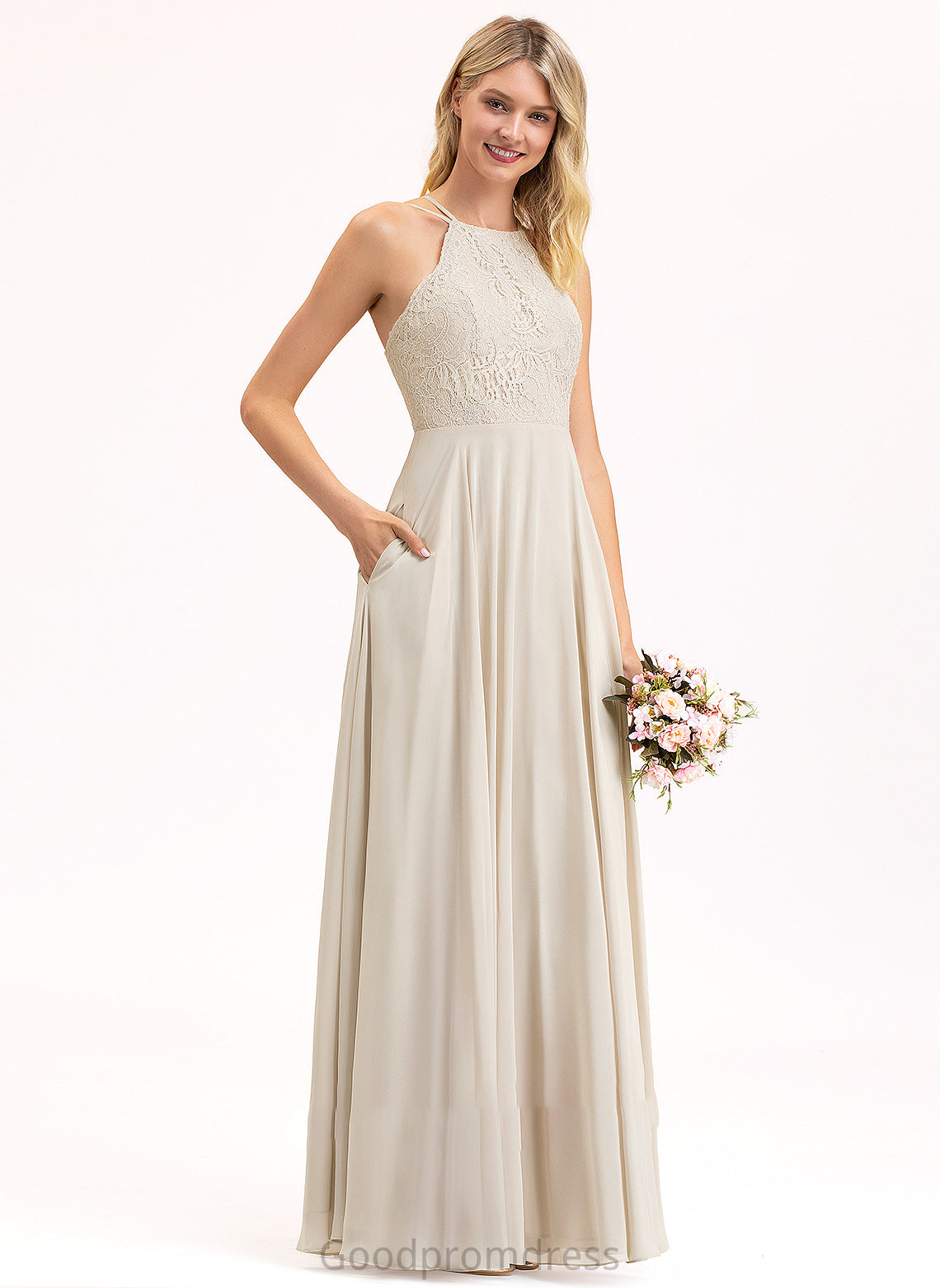 Silhouette Embellishment A-Line ScoopNeck Floor-Length Pockets Length Fabric Neckline Desiree A-Line/Princess One Shoulder Bridesmaid Dresses