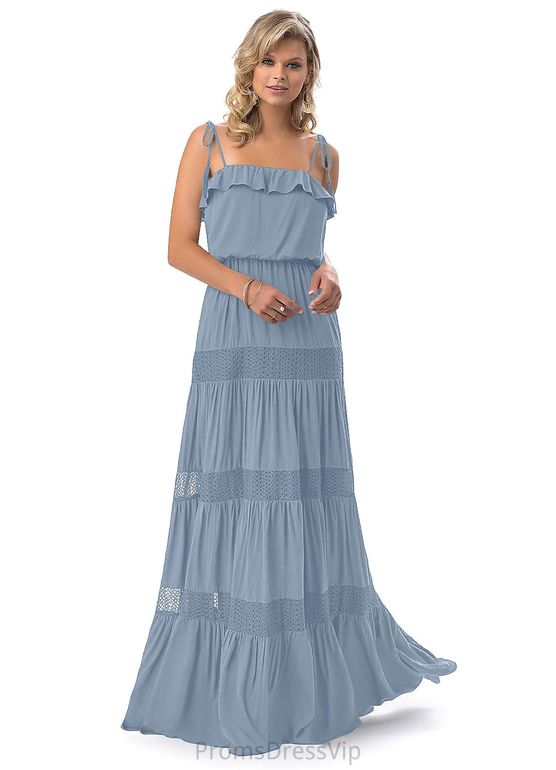 Tia Sleeveless Natural Waist Sheath/Column Straps Floor Length Bridesmaid Dresses