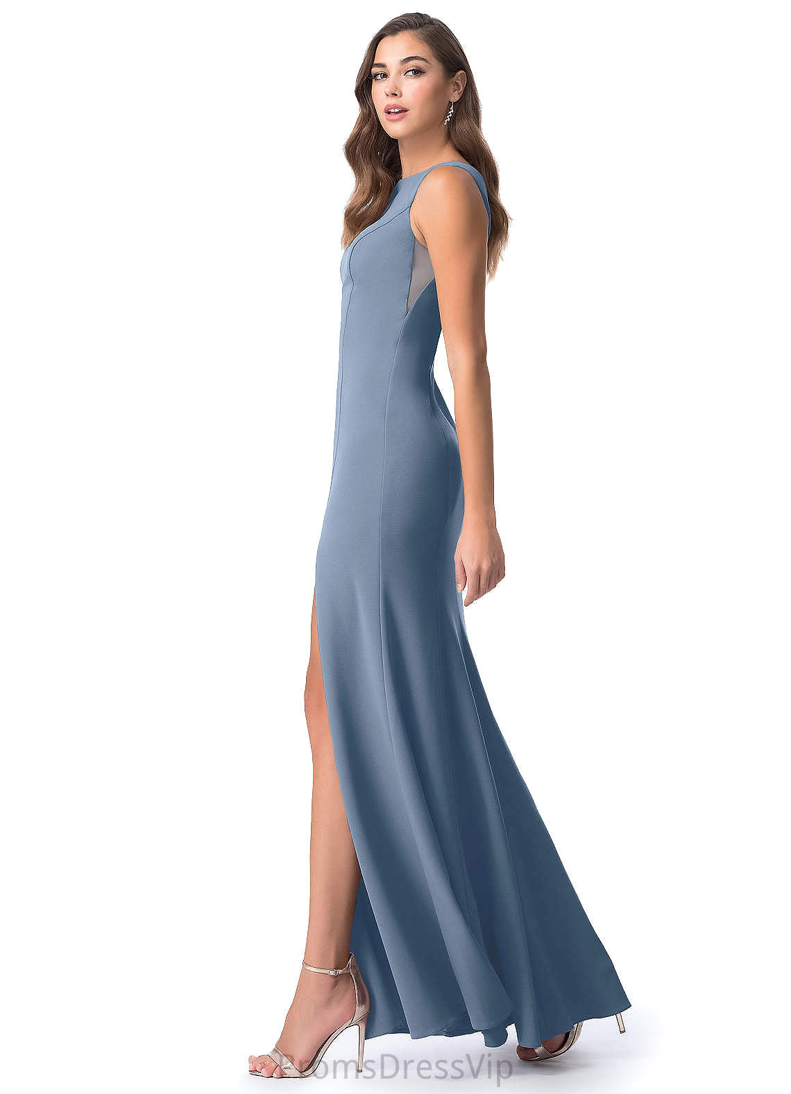 Hannah A-Line/Princess Off The Shoulder Natural Waist Sleeveless Floor Length Spaghetti Staps Bridesmaid Dresses