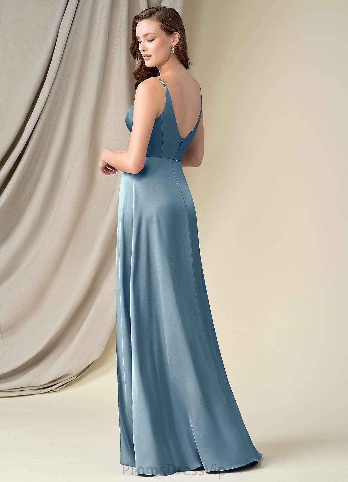 Veronica A-Line/Princess Sleeveless Floor Length Natural Waist V-Neck Bridesmaid Dresses