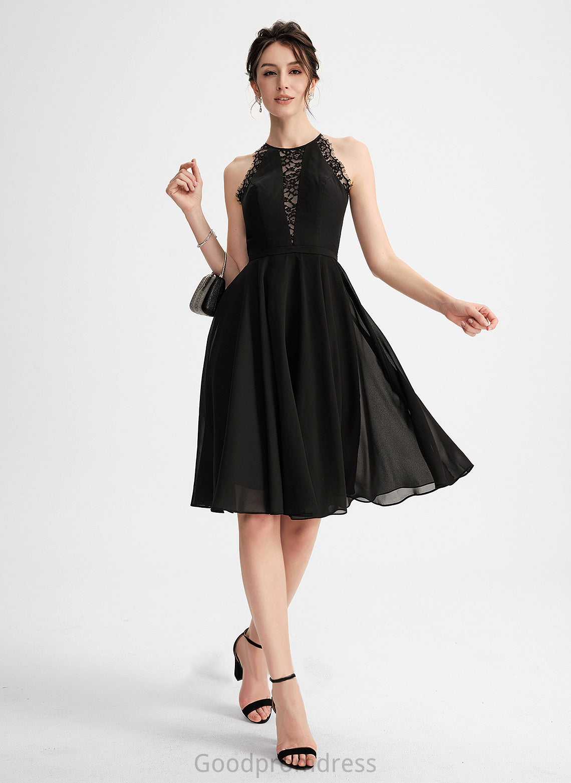 A-Line Dress Lace With Chiffon Scoop Neck Homecoming Homecoming Dresses Mara Knee-Length