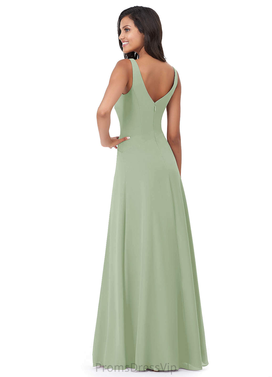Ashly Sleeveless Natural Waist Floor Length Spaghetti Staps A-Line/Princess Bridesmaid Dresses