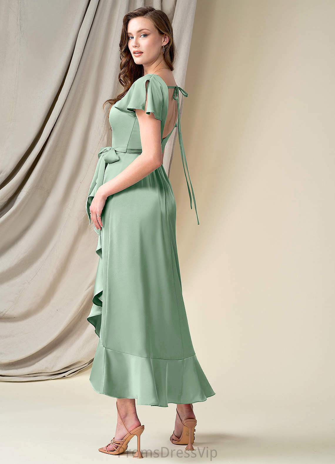 Jessica Straps Natural Waist Floor Length Sleeveless Sheath/Column Spandex Bridesmaid Dresses