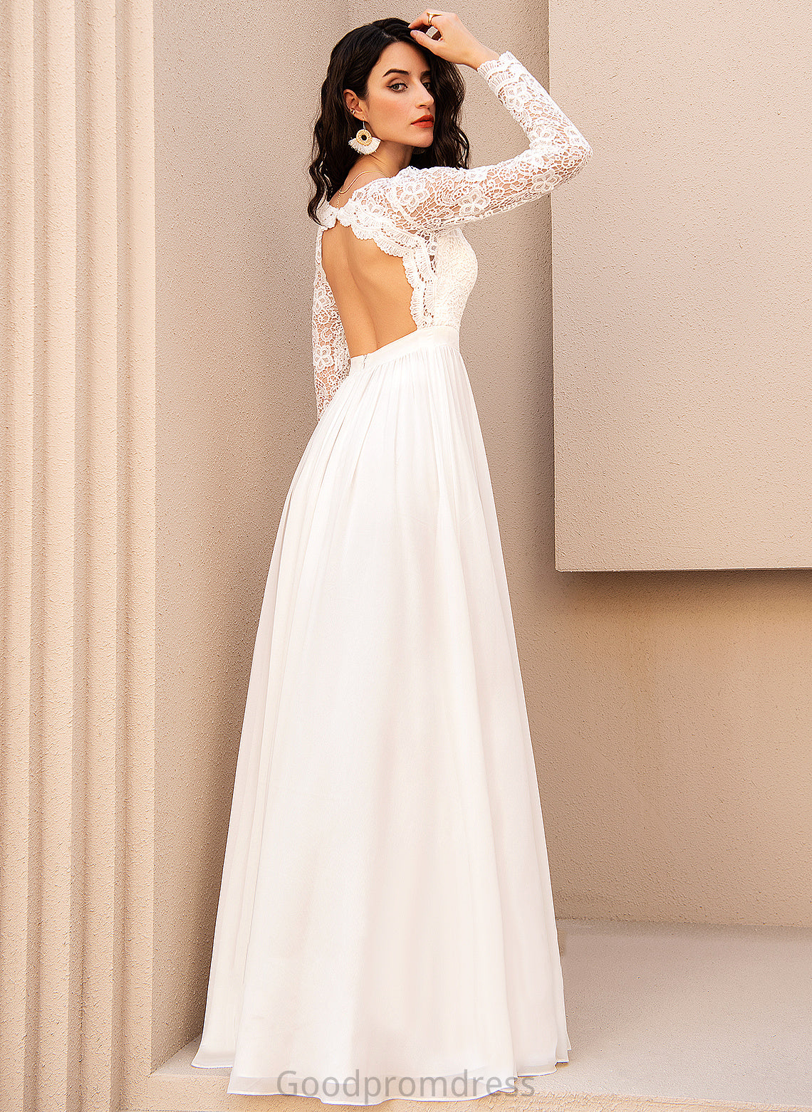 Chiffon Dress Iris Lace A-Line Wedding Floor-Length Wedding Dresses V-neck