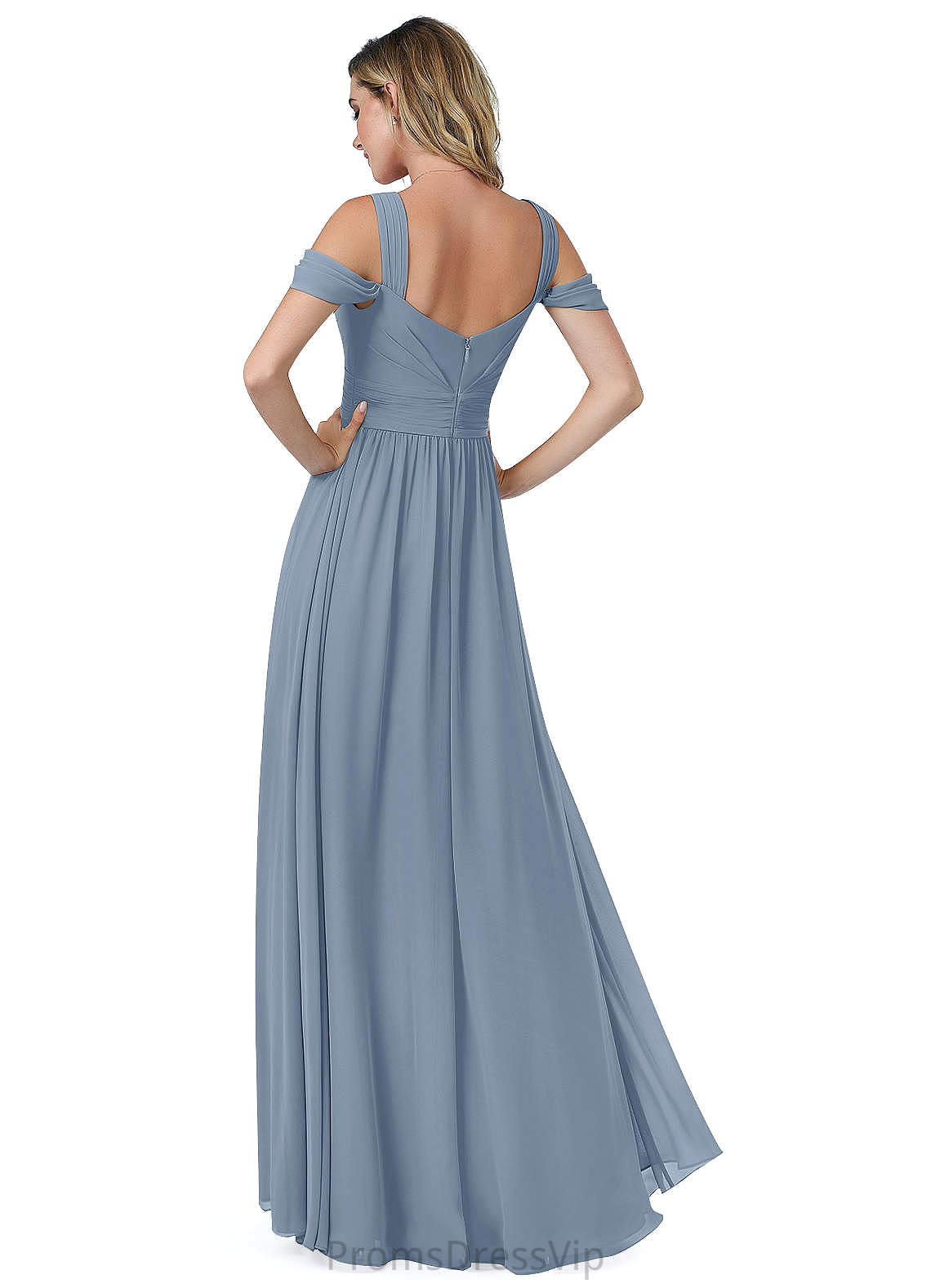 Callie Spaghetti Staps Floor Length Half Sleeves Natural Waist A-Line/Princess Bridesmaid Dresses