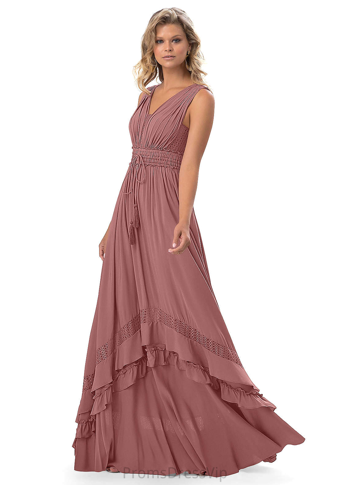Aspen Natural Waist Floor Length Sleeveless A-Line/Princess Straps Bridesmaid Dresses