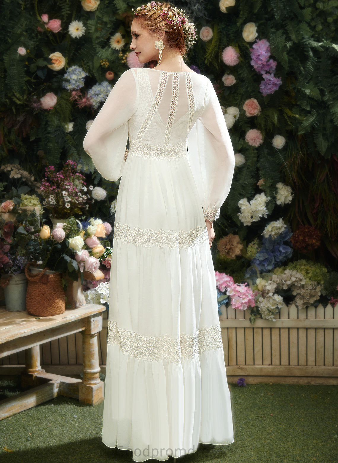 Wedding Dress Wedding Dresses With Lace A-Line Floor-Length V-neck Mina Sequins Chiffon