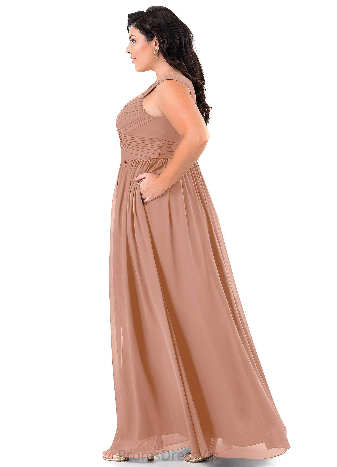 Haylie Sleeveless Scoop Natural Waist A-Line/Princess Floor Length Bridesmaid Dresses