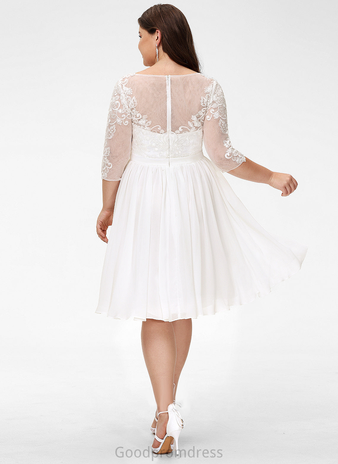 Lace Chiffon Wedding Dresses Dress Wedding Sequins Scoop Knee-Length A-Line With Jacqueline