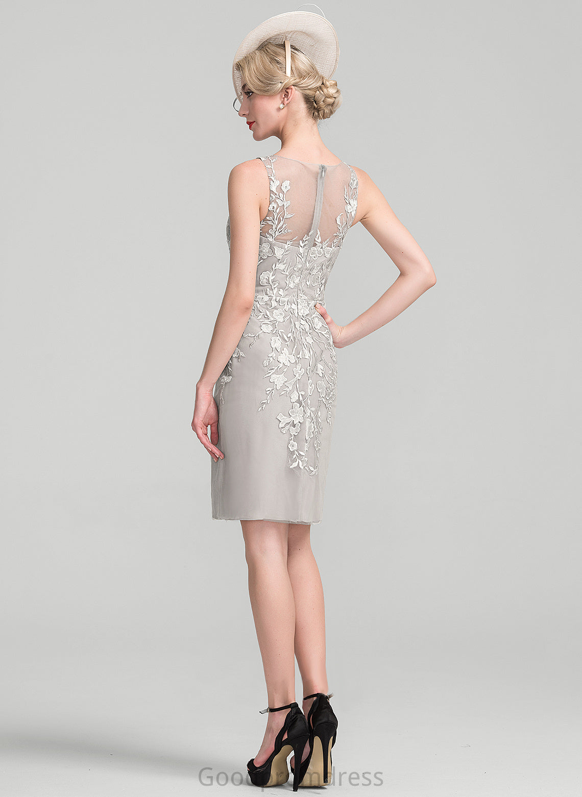 Beading Dress the Sequins Sheath/Column Knee-Length With Scoop Mother of the Bride Dresses of Lilliana Bride Mother Lace Neck Chiffon