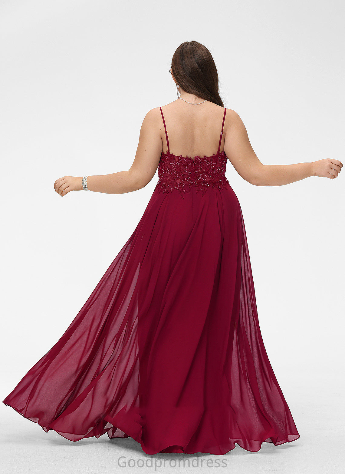 V-neck Embellishment Silhouette Length Floor-Length Sequins A-Line Fabric Lace Neckline SplitFront Eden Bridesmaid Dresses